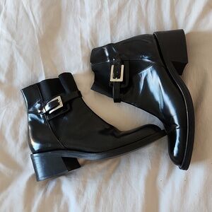 Vintage Black Punk Ankle Boots / Made in Italy Via Spiga / size 8